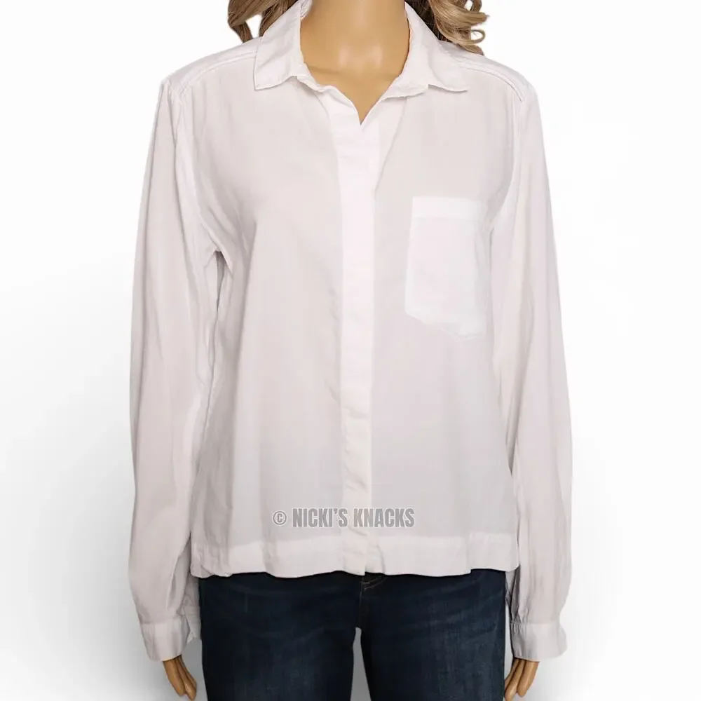 Anthropologie Cloth & Stone White Tencel Button Down Shirt Blouse Braided Size M - Picture 3 of 10